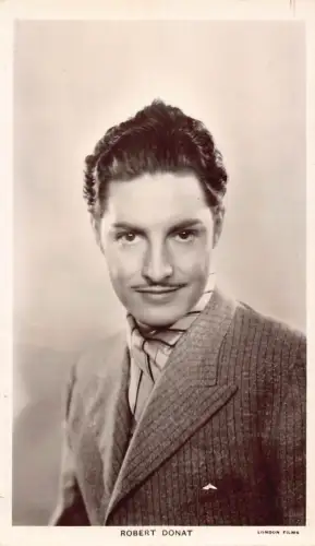 B424 Britischer Filmschauspieler Robert Donat Portrait RPPC Vintage Postkarte
