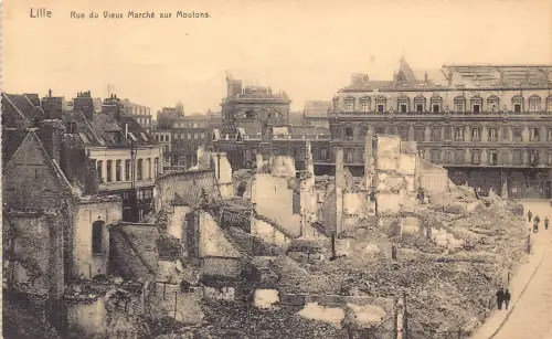 Frankreich Lille Rue du Vieux Marche aux Moutons Katastrophe nach dem Ersten Weltkrieg alte Postkarte