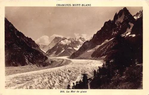 Frankreich 1937 Chamonix Mont Blanc Mer de glace Berge Vintage Postkarte