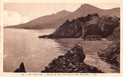 Frankreich Le Trayas Bords de mer Vue sur Pic d'Aurelle Vintage Postkarte