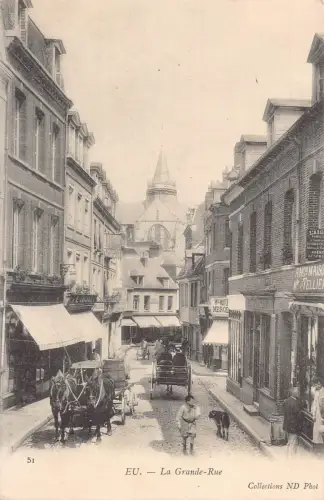 Frankreich Eu Grande Rye Kutschen Geschäfte Straße Vintage Postkarte B848