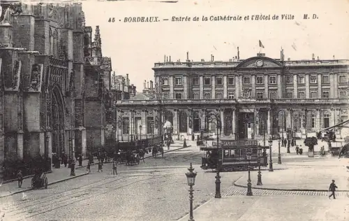 Frankreich Bordeaux Entree de Kathedrale und Rathaus Straßenbahn Saponite Unterricht Postkarte