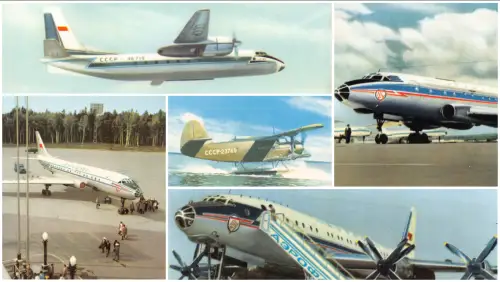 Russian Airline Aeroflot Flugzeug Airplane Lot 5 Postkarten B847