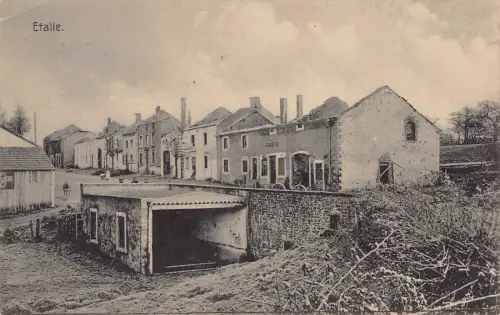 Belgien Etalle Street View Cafe Vintage Postkarte B848
