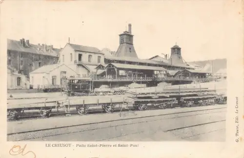 Frankreich 1902 Le Creusot Puits Saint Pierre Saint Paul Eisenbahn Waggon Postkarte B848