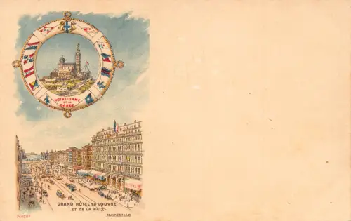 Frankreich Grand Hotel du Louvre Et de la Paix Marseille Rettungsring Postkarte B848