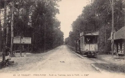 Frankreich Le Touquet Paris Plage Arret du Traway dans la Foret Straßenbahn Postkarte B848