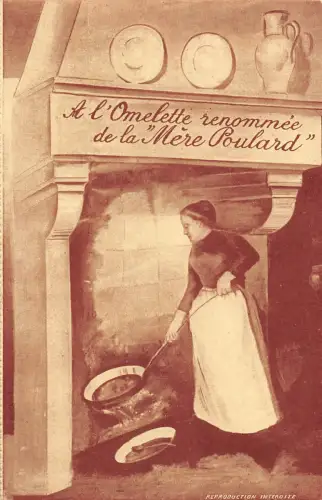 Frankreich A l'Omlette renommee de Mere Poulard Cook Triple Sec Menü Postkarte B848