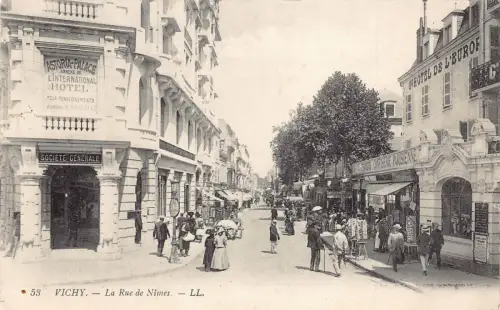 Frankreich 1912 Vichy Rue de Nimes Astoria Palace Hotel Confiserie Postkarte B848