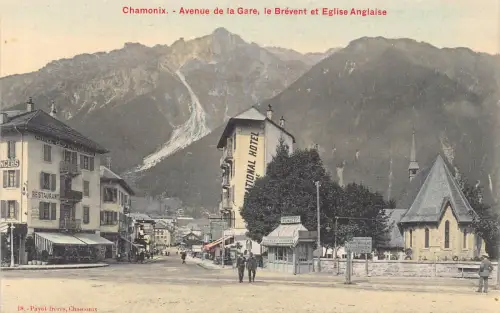 Frankreich Chamonix Avenue de la Gare Restaurant Hotel International Postkarte B848