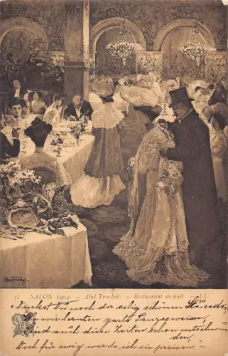 L464 Salon de 1904 Abel Truchet Restaurant de nuit Vintage Postkarte