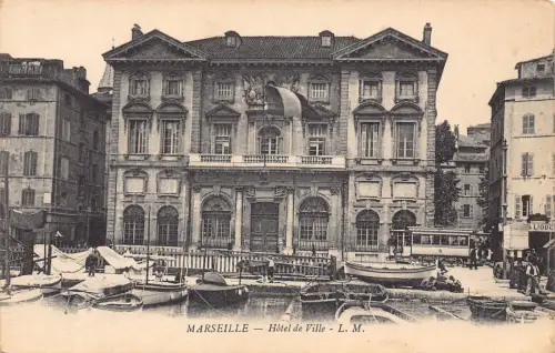Frankreich Marseille Rathaus Boote Vintage Postkarte