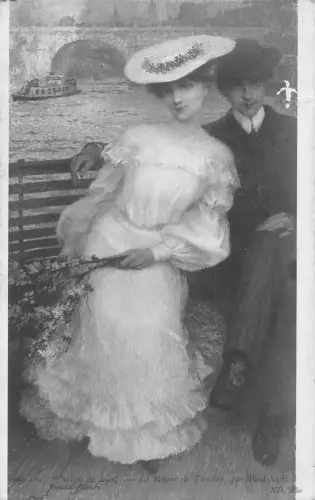 L464 Salon de 1905 Le retour de Viroflay von Paul Steck Paar Romantik Postkarte