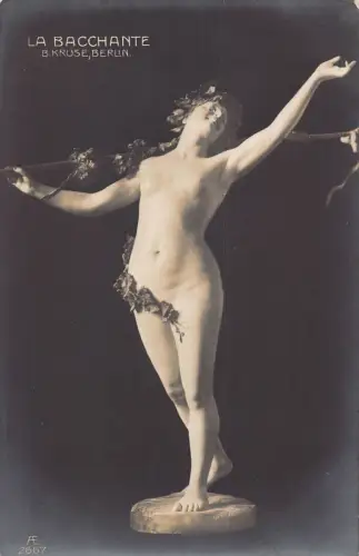 Fine Art Skulptur La Bacchante Bachus B Kruse Berlin Vintage Postkarte
