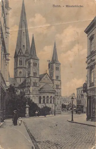 Deutschland Bonn a Rhein 1912 Münsterkirche Kirche Vintage Postkarte