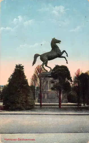 Deutschland Hannover 1913 Sachsenross Pferd Statue Vintage Postkarte