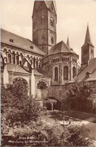 Deutschland Bonn a Rhein Kreuzgang der Münsterkirche Kirche RPPC Postkarte