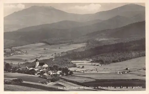 B072 Deutschland Arbermassiv mit Großen Kleinen Arber vom Lam RPPC Vintage Postkarte