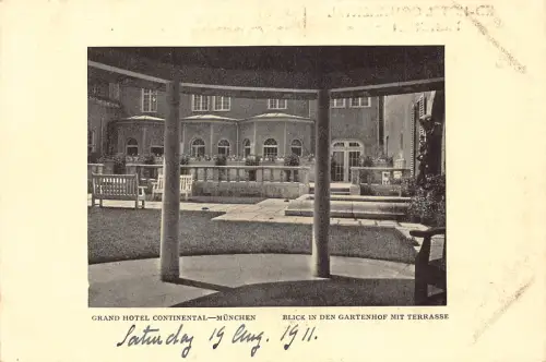 B074 Deutschland München Grand Hotel Continental Garden Postkarte