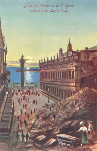 A190 Italien Rovine del Campanile di S Marco crollato 1902 Vintage Postkarte