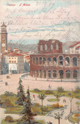 A190 Italien 1904 Verona L'Arena Litho Vintage Postkarte