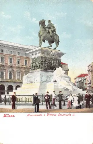 A190 Italien Mailand Milano Denkmal von Vittorio Emanuele II Vintage Postkarte