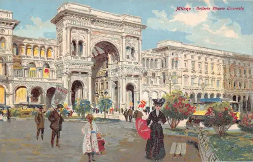 A017 Italien Milano Mailand Galerie Vittorio Emanuele Gemälde Vintage Postkarte