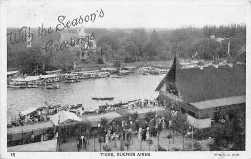 A936 Argentinien Tigre Buenos Aires Saisongrüße Vintage Postkarte