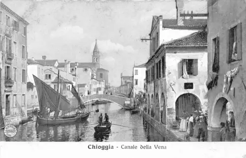 A936 Italien Chioggia Canale della Vena Boote Vintage Postkarte