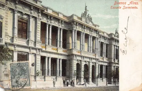 L354 Argentinien 1905 Buenos Aires Escuela Sarmiento Schule Vintage Postkarte