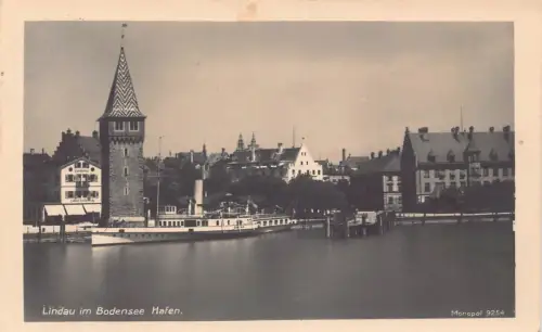 L158 Deutschland 1934 Lindau im Bodensee Hafen. alte Postkarte