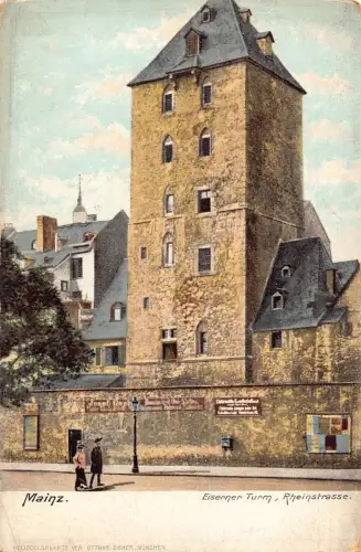 Deutschland Mainz Eiserner Turm Rheinstraße Turm Vintage Postkarte B996