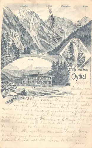 Deutschland Gruss aus Oythal Hoernle Berggipfel 1898 Vintage Postkarte B996