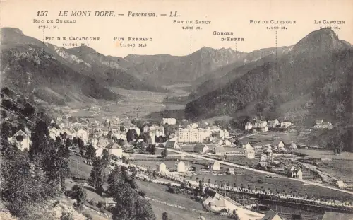 C030 Frankreich, Le Mont Dore Panorama Vintage Postkarte