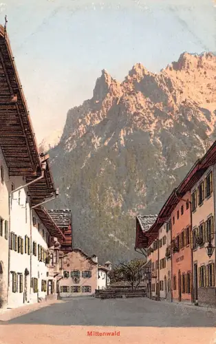 Deutschland Mittenwald Berggipfel Vintage Postkarte B996