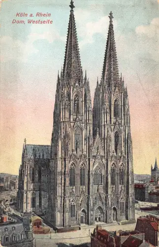 Deutschland Köln a Rh Dom Westseite Dom Köln Vintage Postkarte B996