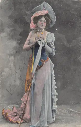 Glamour italienische Schönheit in blau elegantem Kleid Vintage Postkarte B996