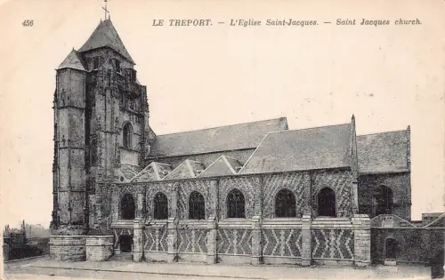 C029 Frankreich, Le Treport L'Eglise Saint-Jaques Vintage Postkarte