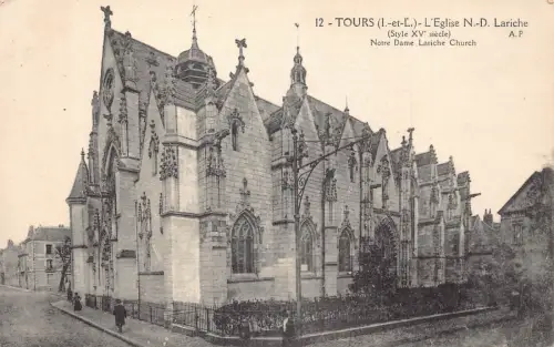 C029 Frankreich, Tours Nore-Dame Lariche Kirche Vintage Postkarte