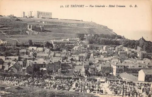 C029 Frankreich, Le Treport vue Generale Hotel Trianon Vintage Postkarte