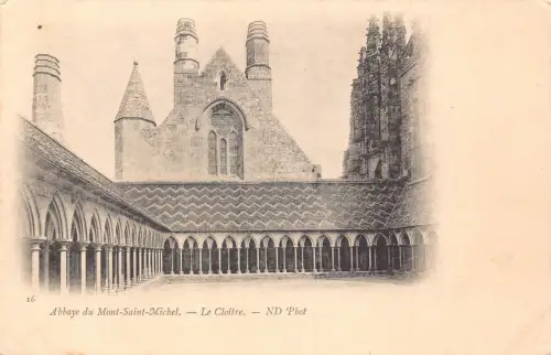 C029 Frankreich, Abbaye du Mont-Saint-Michel Le Cloitre Vintage Postkarte