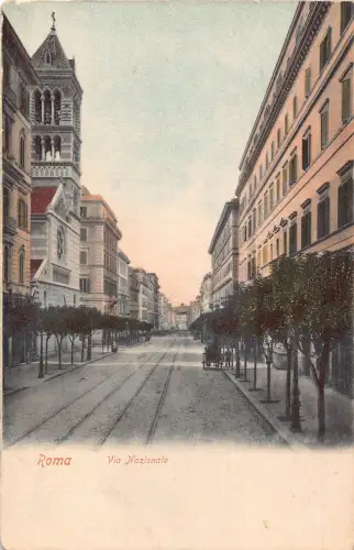 Italien Rom Roma Via Nazionale Straße Vintage Postkarte B997