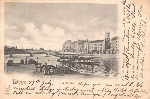 Belgien 1899 Lüttich La Meuse Dampfschiff Postkarte B997