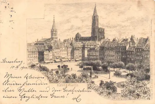 Frankreich 1900 Strassburg Straßburg Kleber Platz Vintage Postkarte B998