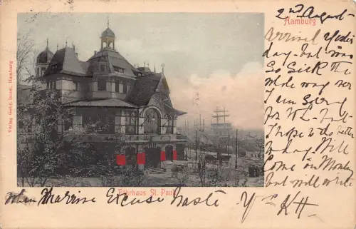 Deutschland 1902 Hamburg Faehrhaus St Pauli Vintage Postkarte B998