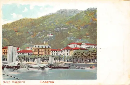 Italien Locarno Lago Maggiore Boote 1904 Vintage Postkarte B999