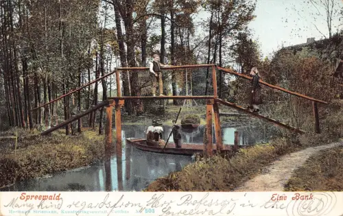 Deutschland 1904 Spreewald Eine Uferbrücke Vintage Postkarte B999