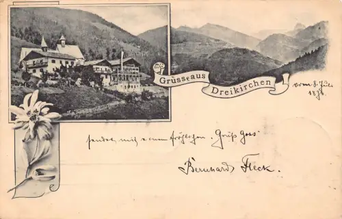 Deutschland 1896 Gruss aus Dreickirchen Edelweiß Postkarte B999