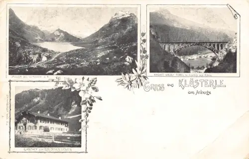 Deutschland Gruss aus Klosterle am Arlberge Brücke Gasthof Edelweiß Postkarte B999