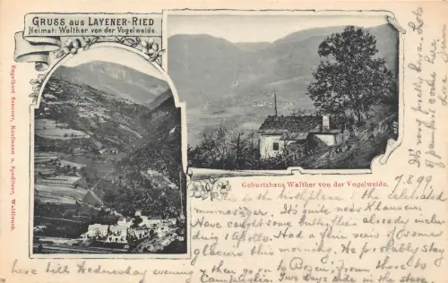 Österreich Gruss aus Layener Ried Walter von Vogelweide Geburtshaus Postkarte C311